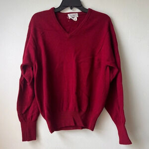 Lamb’s Wool Red V-Neck Women's Sweater